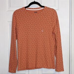 Basic Editions Rust Orange Fall Leaves Print Cotton Long Sleeve Shirt S